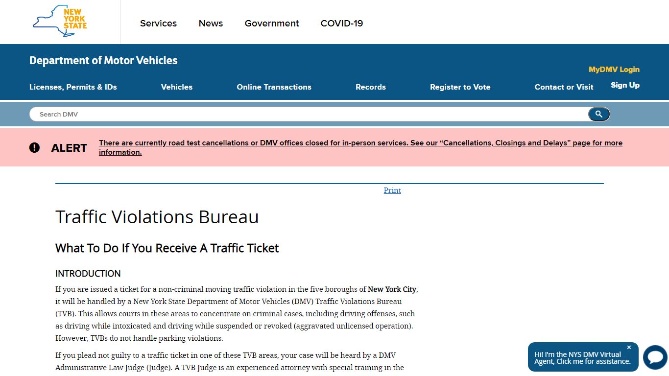 New York DMV | Traffic Violations Bureau